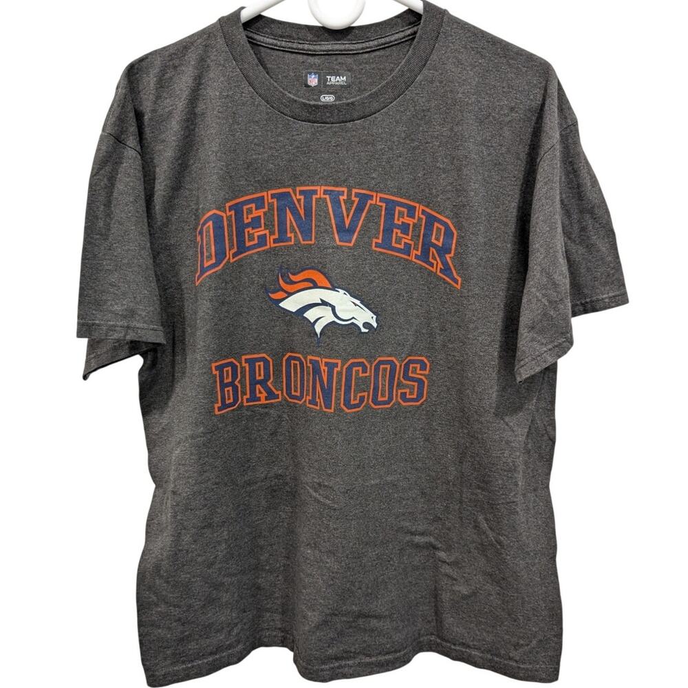 Denver Broncos NFL Team Apparel T-Shirt Gray Size Large Unisex